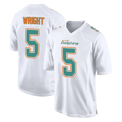 Tlead M.Dolphins #5 Jaylen Wright Player White Fashion Home Game Stitched Jerseys