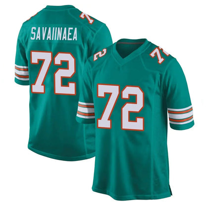 Tlead M.Dolphins #72 Jonah Savaiinaea Player Aqua Alternate Home Game Stitched Jerseys