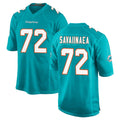 Tlead M.Dolphins #72 Jonah Savaiinaea Player Aqua Home Game Stitched Jerseys