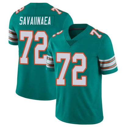 Tlead M.Dolphins #72 Jonah Savaiinaea Player Aqua Limited Alternate Vapor Untouchable Home Game Stitched Jerseys