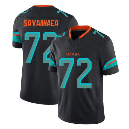 Tlead M.Dolphins #72 Jonah Savaiinaea Player Black Limited Pitch Rivalries Collection Home Game Stitched Jerseys