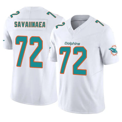 Tlead M.Dolphins #72 Jonah Savaiinaea Player White Limited Vapor F.U.S.E. Home Game Stitched Jerseys