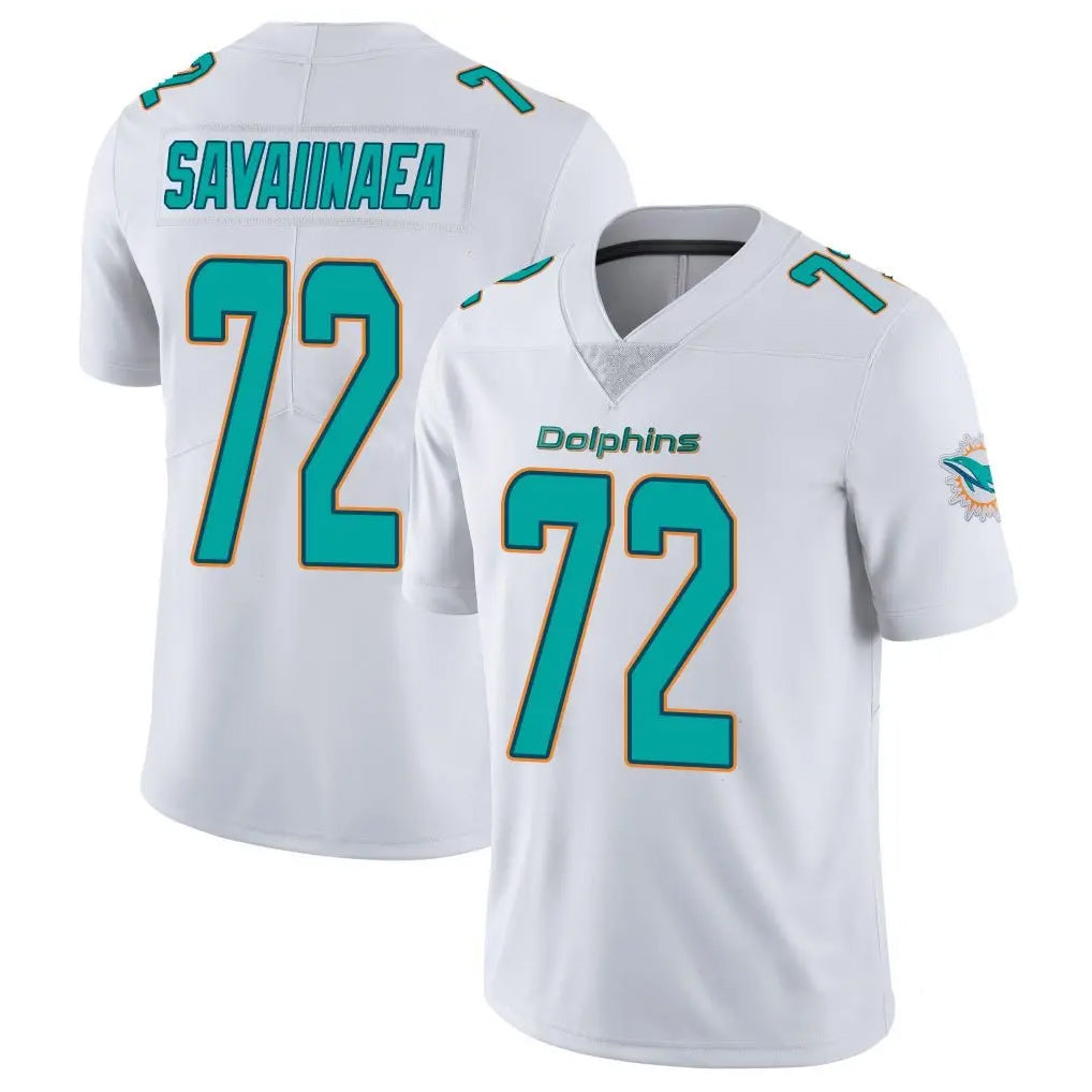 Tlead M.Dolphins #72 Jonah Savaiinaea Player White Limited Vapor Untouchable Home Game Stitched Jerseys