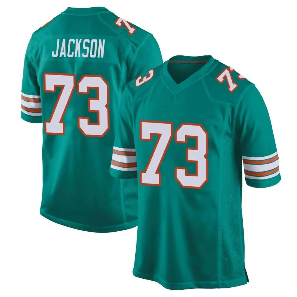 Tlead M.Dolphins #73 Austin Jackson Player Aqua Alternate Home Game Stitched Jerseys