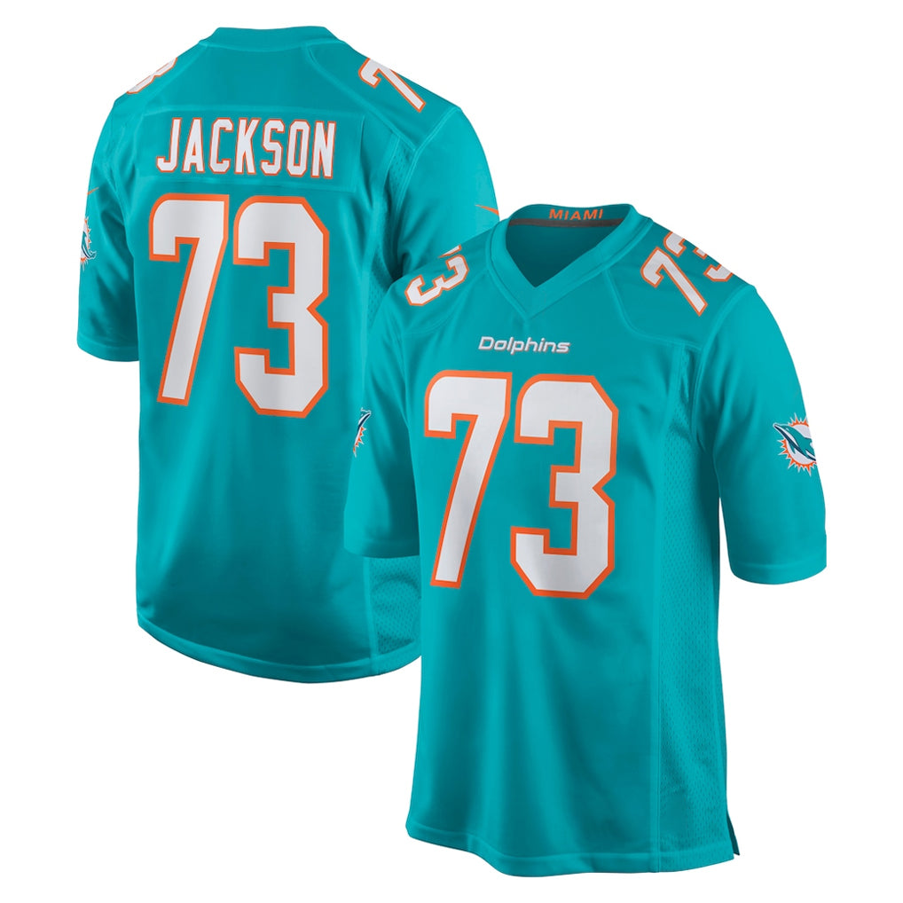 Tlead M.Dolphins #73 Austin Jackson Player Aqua Home Game Stitched Jerseys