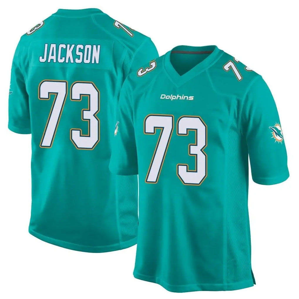 Tlead M.Dolphins #73 Austin Jackson Player Aqua Team Color Home Game Stitched Jerseys