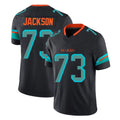 Tlead M.Dolphins #73 Austin Jackson Player Black Limited Pitch Rivalries Collection Home Game Stitched Jerseys
