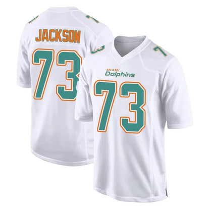 Tlead M.Dolphins #73 Austin Jackson Player White Fashion Home Game Stitched Jerseys