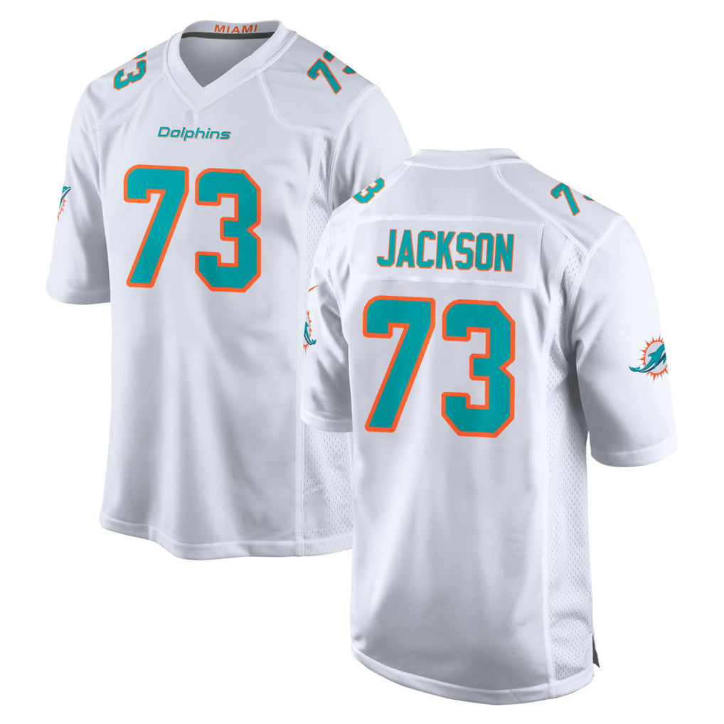 Tlead M.Dolphins #73 Austin Jackson Player White Limited Home Game Stitched Jerseys