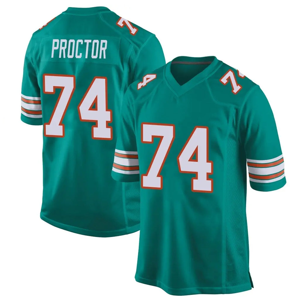 Tlead M.Dolphins #74 Kadyn Proctor Player Aqua Alternate Home Game Stitched Jerseys