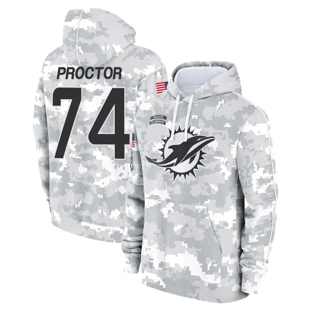 Tlead M.Dolphins #74 Kadyn Proctor Player Arctic Camo Salute to Service Hoodies Limited Game Stitched Jerseys