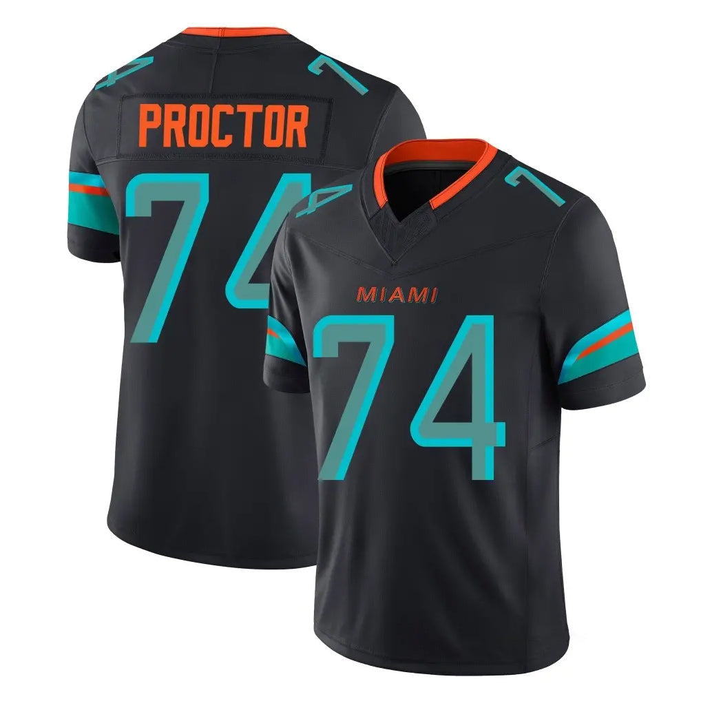 Tlead M.Dolphins #74 Kadyn Proctor Player Black Limited Pitch Rivalries Collection Home Game Stitched Jerseys