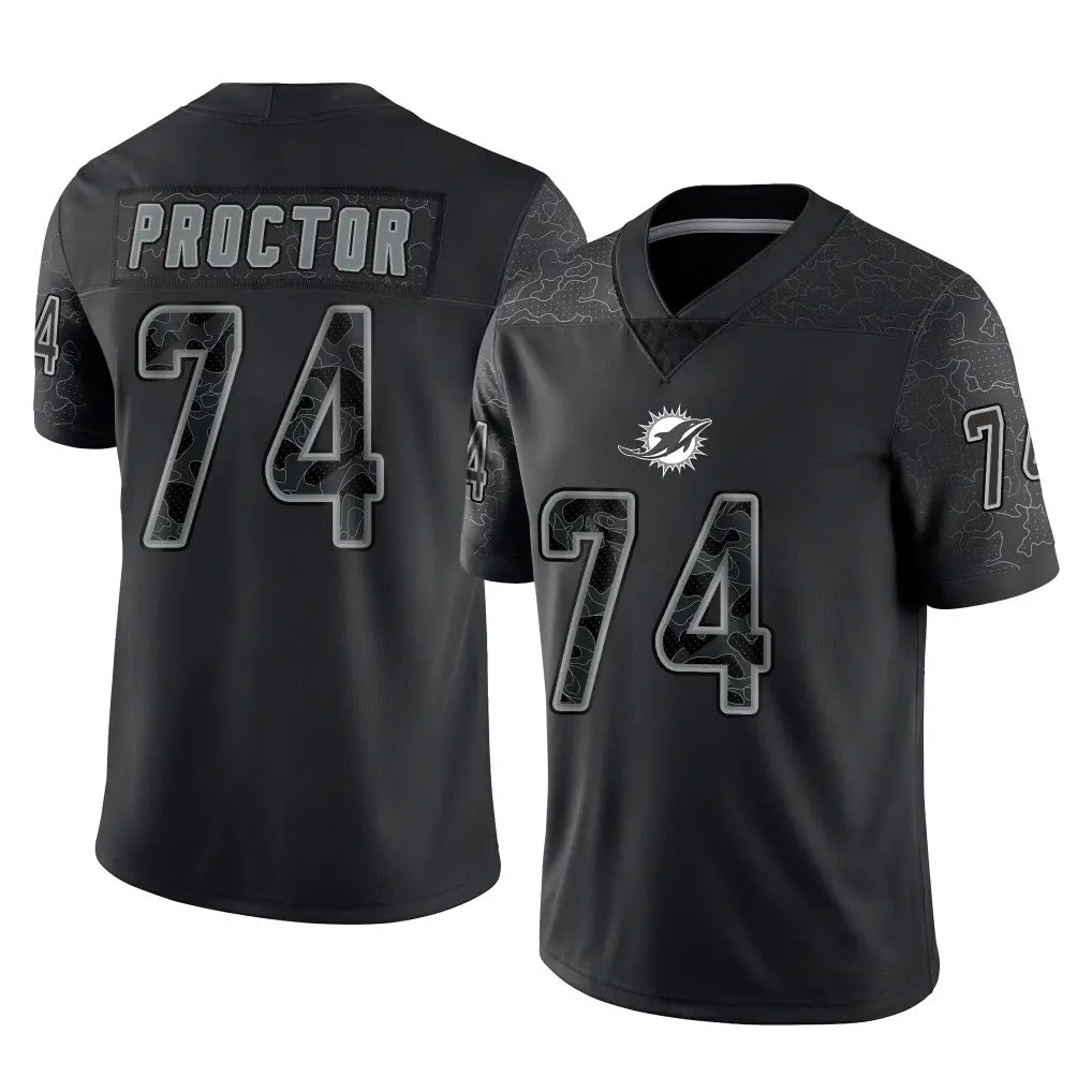 Tlead M.Dolphins #74 Kadyn Proctor Player Black Reflective Limited Game Stitched Jerseys