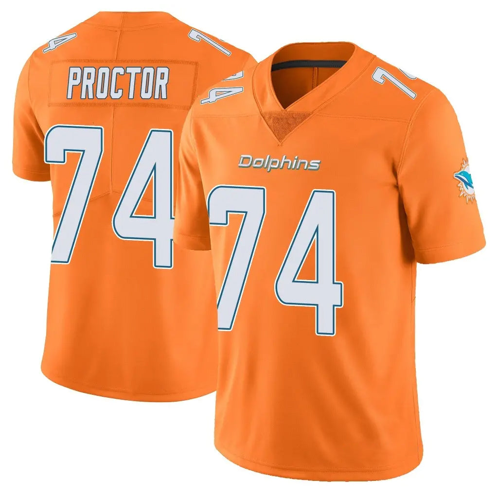 Tlead M.Dolphins #74 Kadyn Proctor Player Orange Limited Home Game Stitched Jerseys