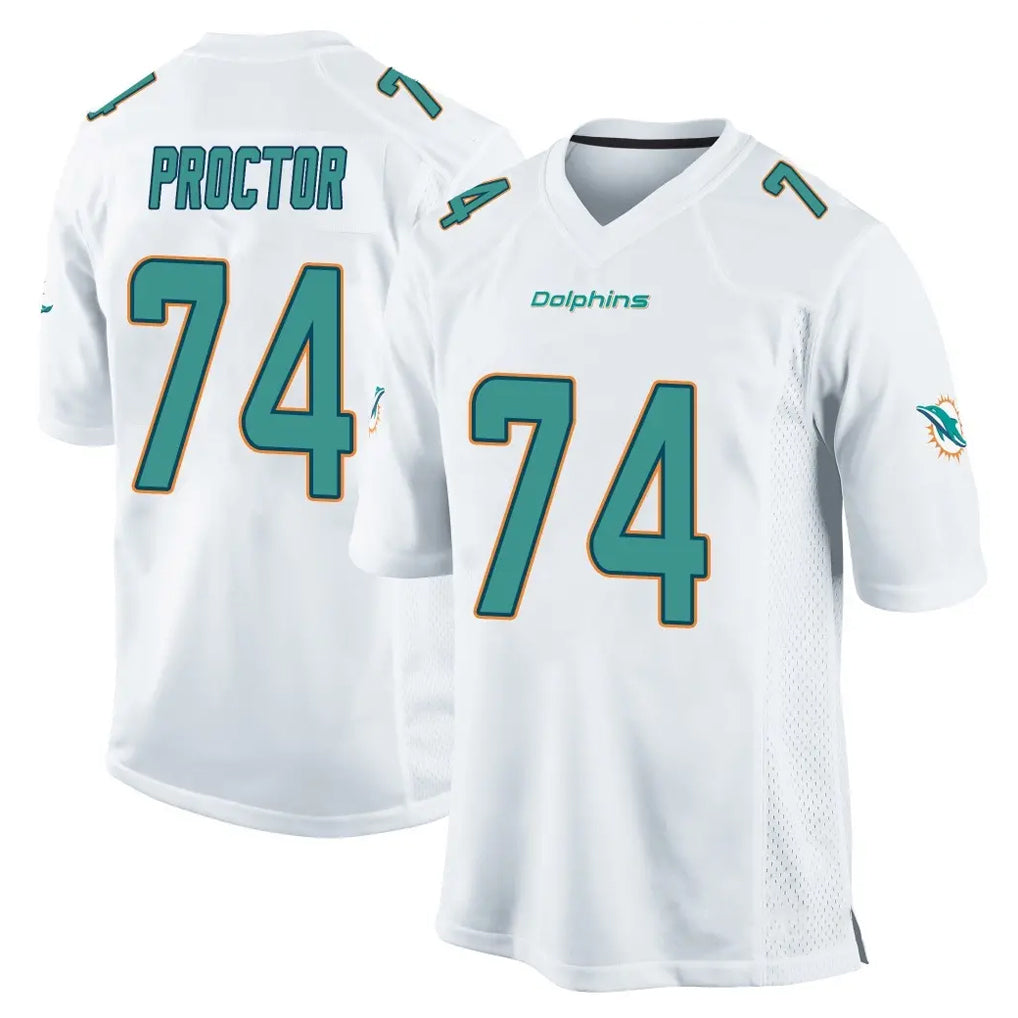 Tlead M.Dolphins #74 Kadyn Proctor Player White Home Game Stitched Jerseys