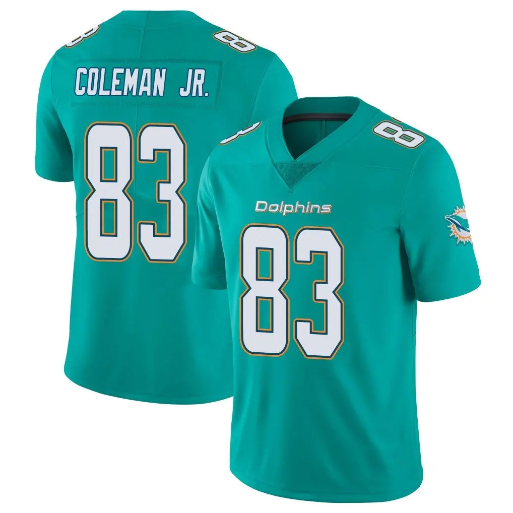 Tlead M.Dolphins #83 Kevin Coleman Jr. Player Aqua Limited Vapor Untouchable Home Game Stitched Jerseys