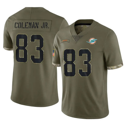 Tlead M.Dolphins #83 Kevin Coleman Jr. Player Olive Salute To Service Limited Stitched Jerseys