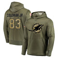 Tlead M.Dolphins #83 Kevin Coleman Jr. Player Olive Salute to Service Pullover Hoodies Home Game Stitched Jerseys