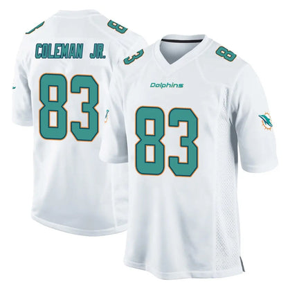 Tlead M.Dolphins #83 Kevin Coleman Jr. Player White Home Game Stitched Jerseys