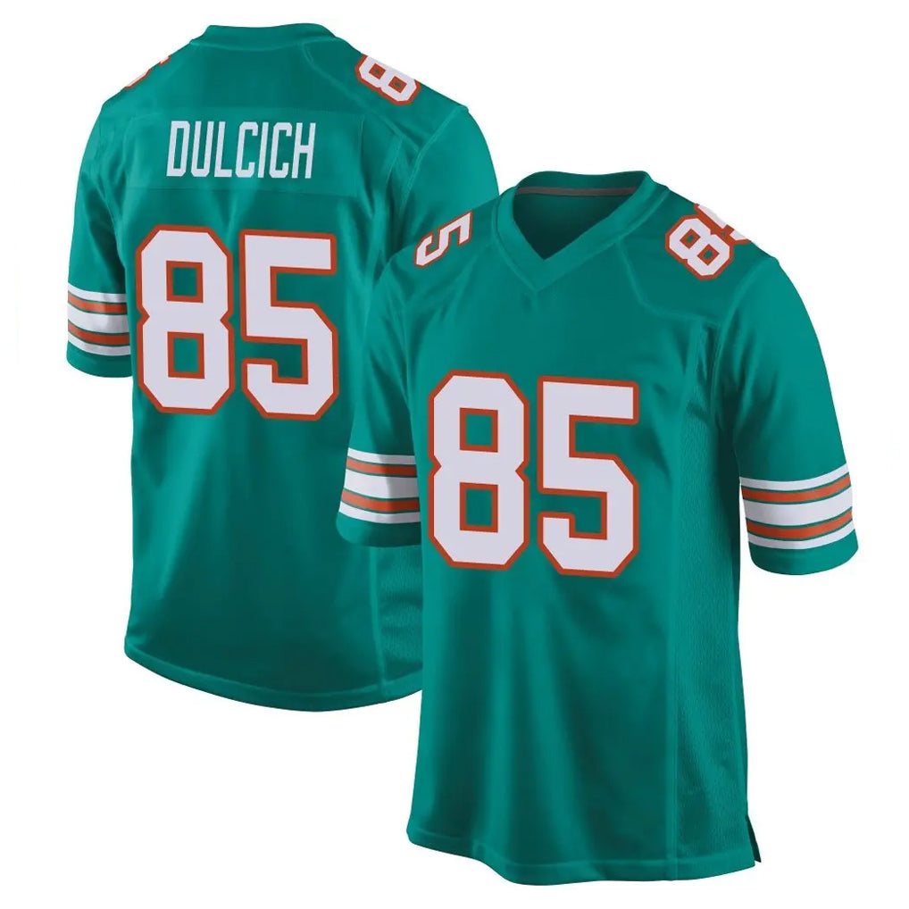 Tlead M.Dolphins #85 Greg Dulcich Player Aqua Alternate Home Game Stitched Jerseys