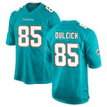 Tlead M.Dolphins #85 Greg Dulcich Player Aqua Home Game Stitched Jerseys