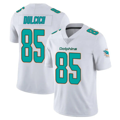 Tlead M.Dolphins #85 Greg Dulcich Player White Limited Vapor Untouchable Home Game Stitched Jerseys