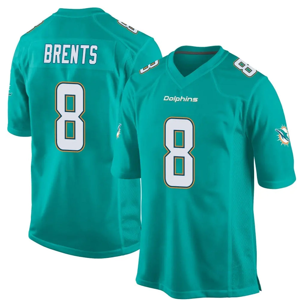 Tlead M.Dolphins #8 JuJu Brents Player Aqua Team Color Home Game Stitched Jerseys