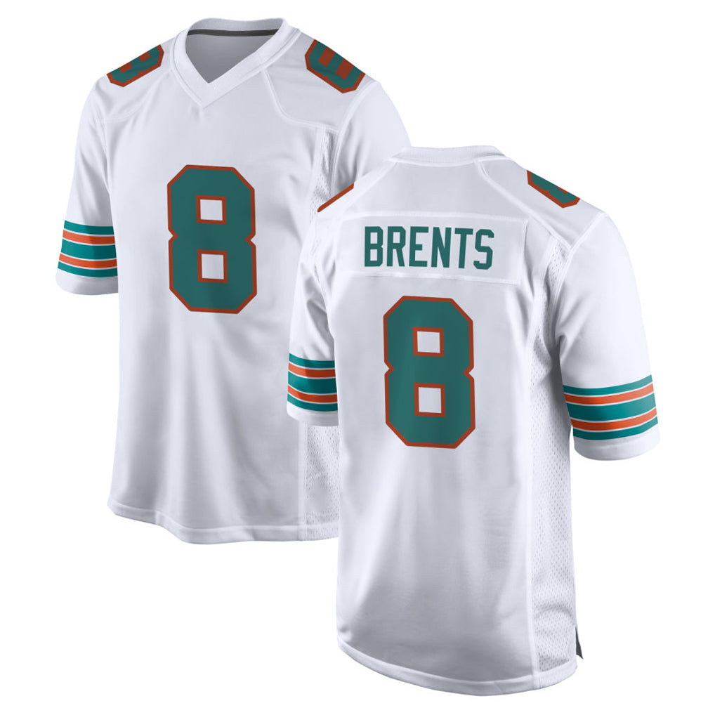 Tlead M.Dolphins #8 JuJu Brents Player White Limited Home Game Stitched Jerseys