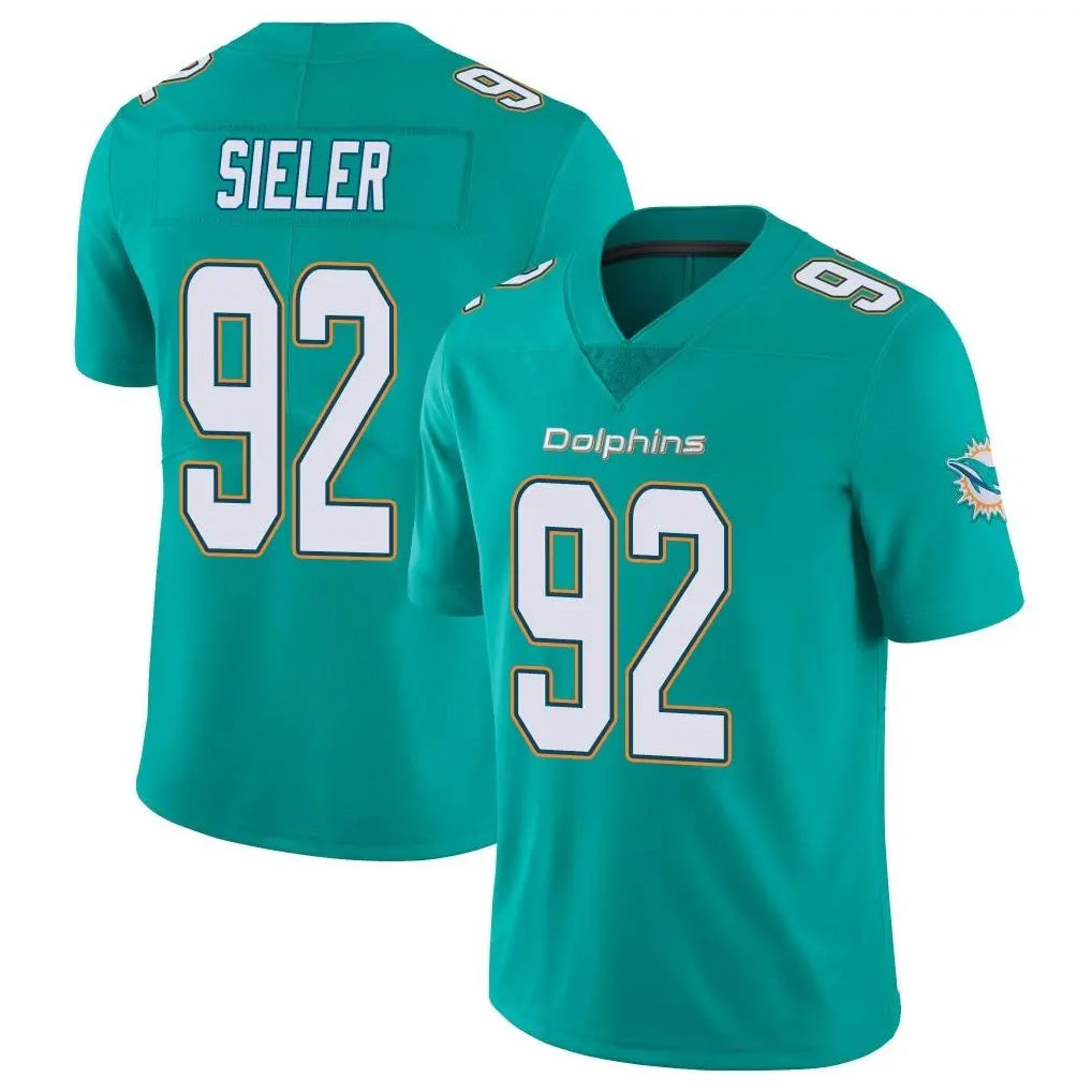 Tlead M.Dolphins #92 Zach Sieler Player Aqua Limited Vapor Untouchable Home Game Stitched Jerseys