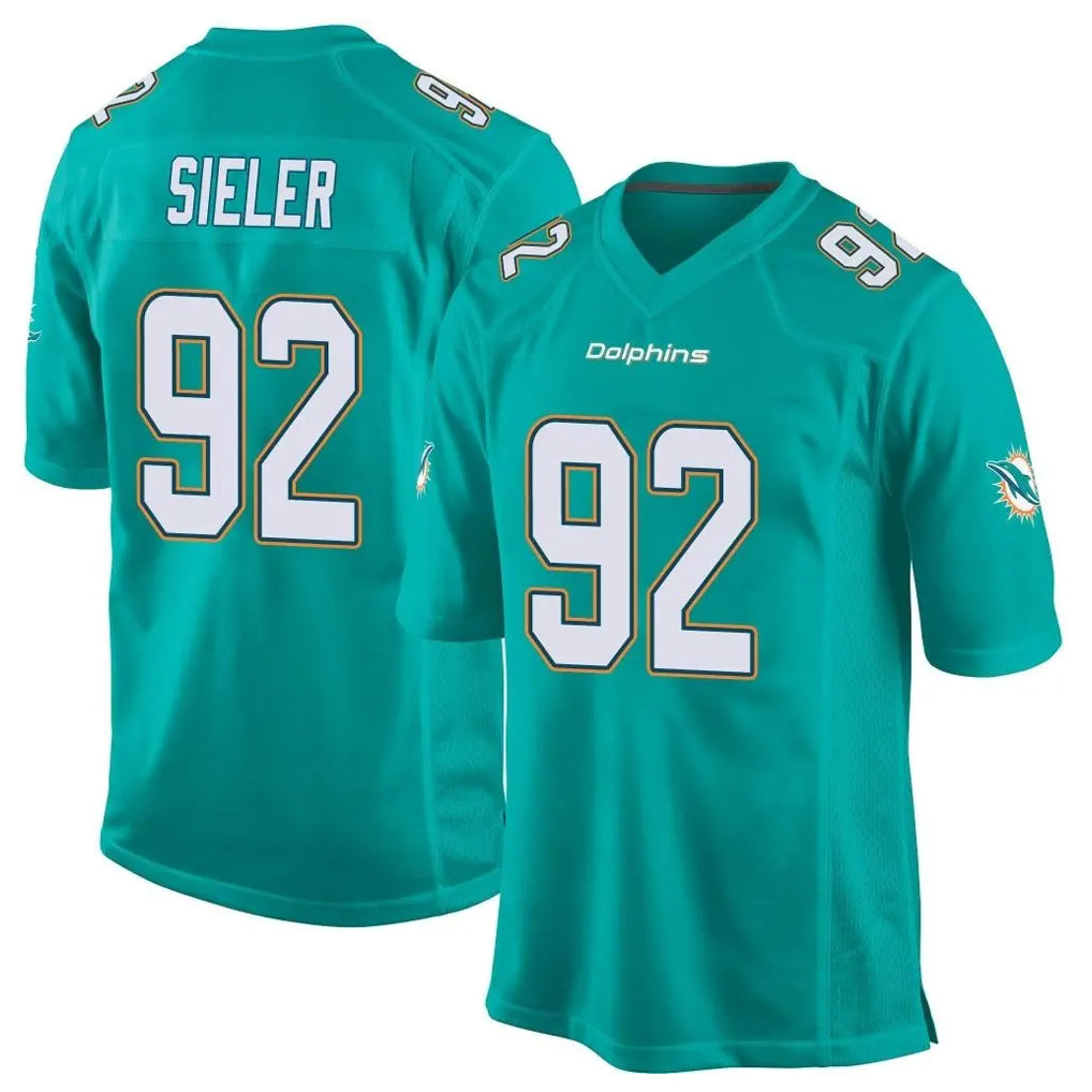 Tlead M.Dolphins #92 Zach Sieler Player Aqua Team Color Home Game Stitched Jerseys