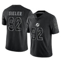 Tlead M.Dolphins #92 Zach Sieler Player Black Reflective Limited Game Stitched Jerseys
