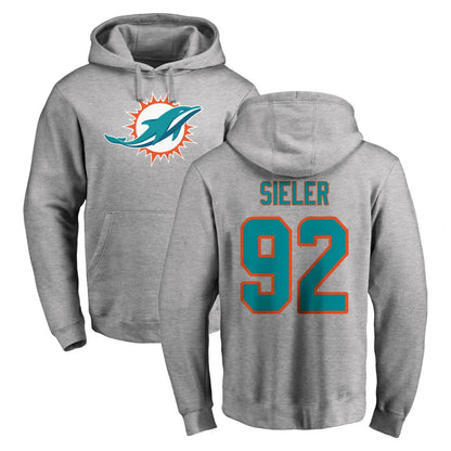 Tlead M.Dolphins #92 Zach Sieler Player Gray LOGO Pullover Hoodies Limited Stitched Jerseys