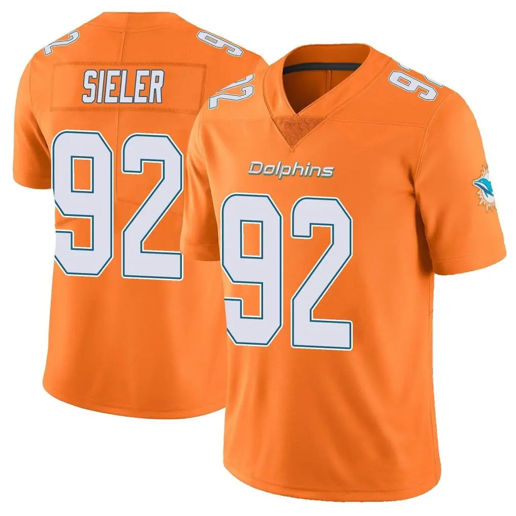 Tlead M.Dolphins #92 Zach Sieler Player Orange Limited Home Game Stitched Jerseys