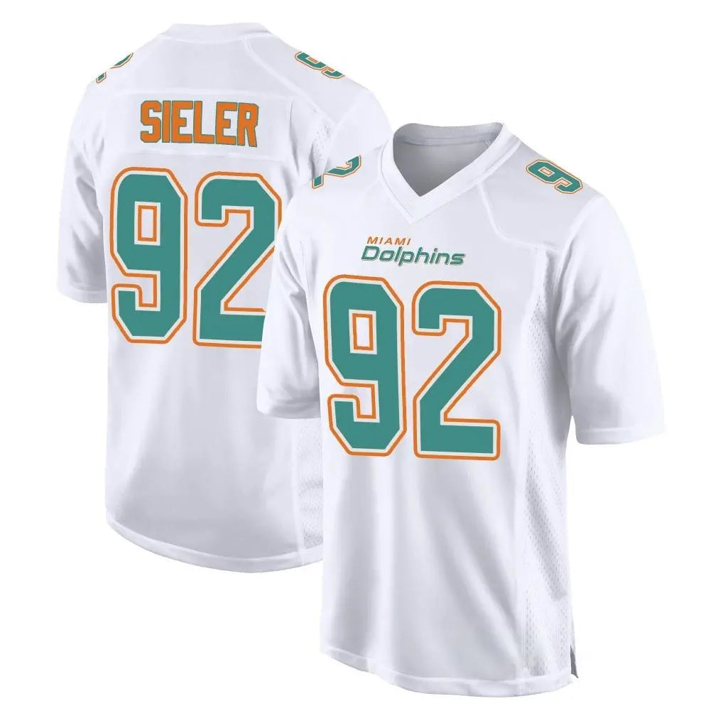 Tlead M.Dolphins #92 Zach Sieler Player White Fashion Home Game Stitched Jerseys