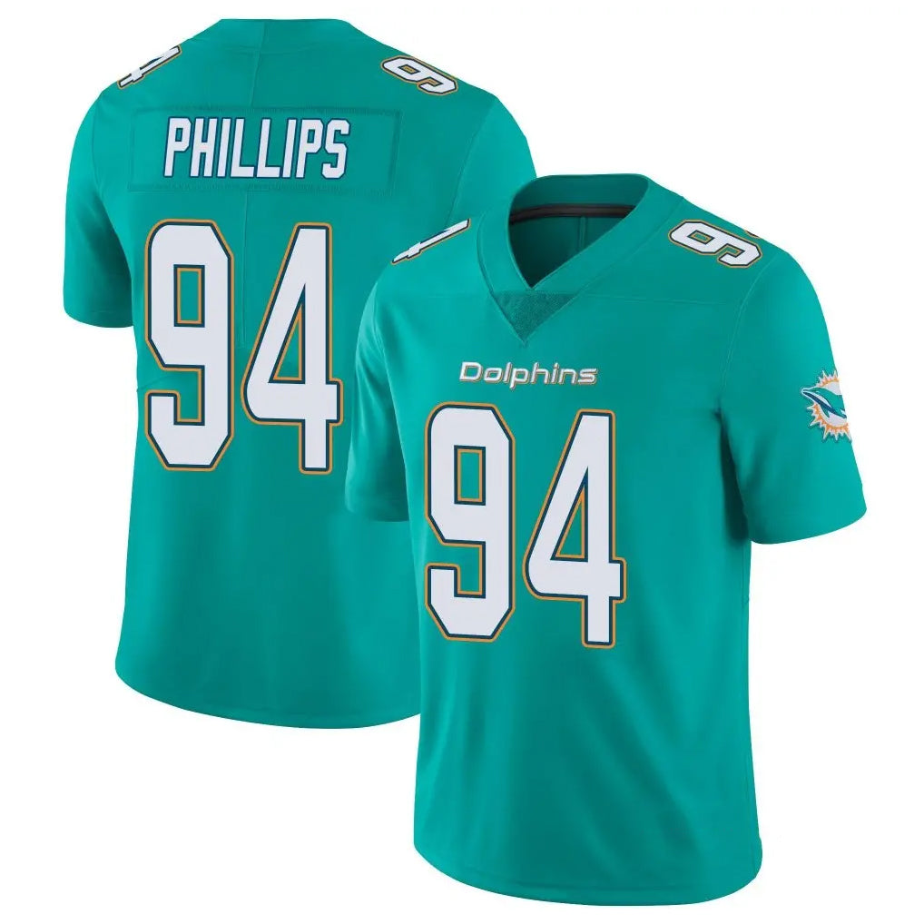 Tlead M.Dolphins #94 Jordan Phillips Player Aqua Limited Vapor Untouchable Home Game Stitched Jerseys