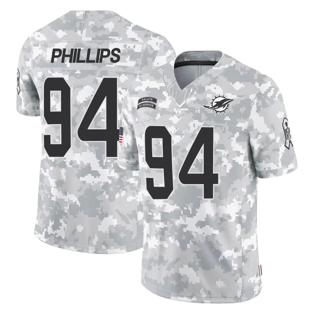 Tlead M.Dolphins #94 Jordan Phillips Player Arctic Camo Salute To Service Limited Game Stitched Jerseys
