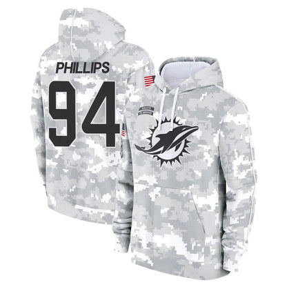 Tlead M.Dolphins #94 Jordan Phillips Player Arctic Camo Salute to Service Hoodies Limited Game Stitched Jerseys