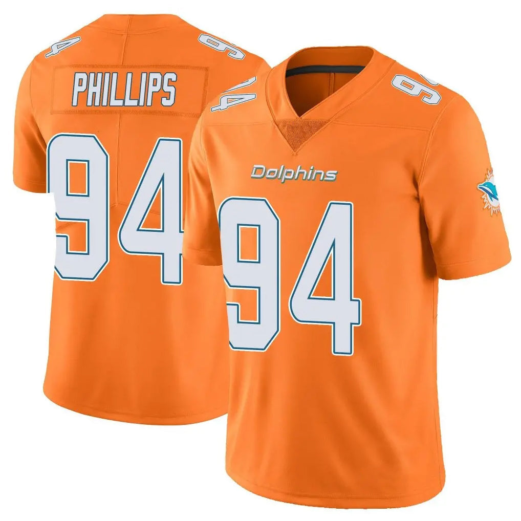 Tlead M.Dolphins #94 Jordan Phillips Player Orange Limited Home Game Stitched Jerseys