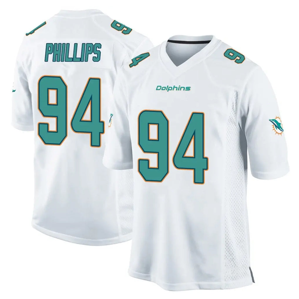 Tlead M.Dolphins #94 Jordan Phillips Player White Home Game Stitched Jerseys