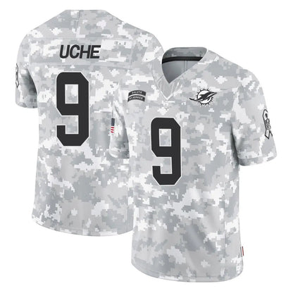 Tlead M.Dolphins #9 Joshua Uche Player Arctic Camo Salute To Service Limited Game Stitched Jerseys