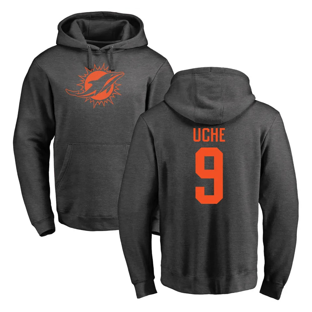 Tlead M.Dolphins #9 Joshua Uche Player Darkgray Pullover Hoodies Limited Stitched Jerseys