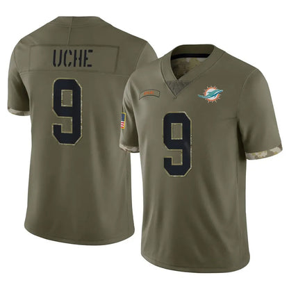 Tlead M.Dolphins #9 Joshua Uche Player Olive Salute To Service Limited Stitched Jerseys