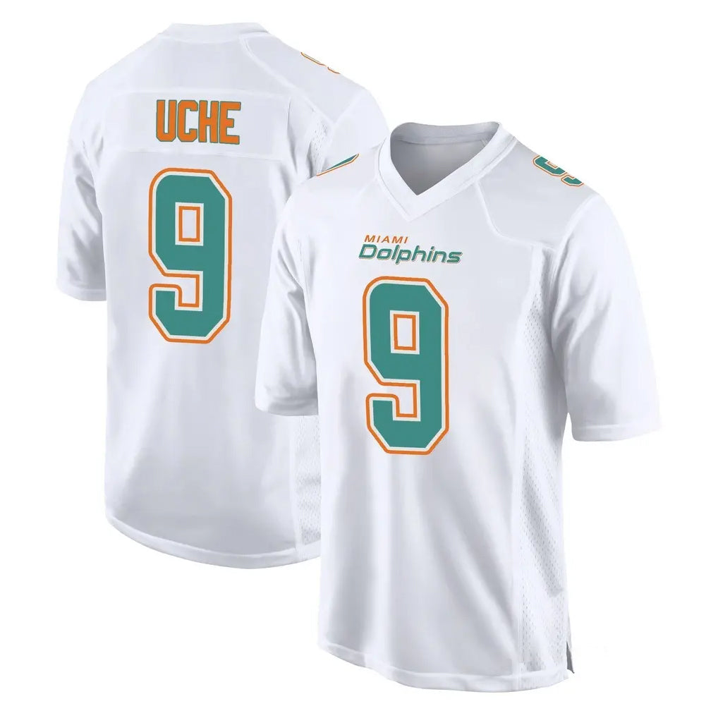 Tlead M.Dolphins #9 Joshua Uche Player White Fashion Home Game Stitched Jerseys