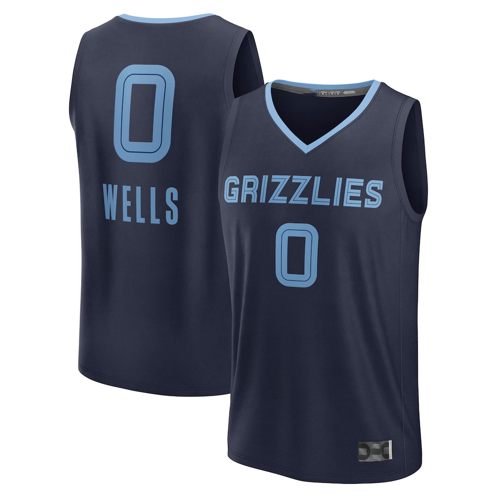 Tlead M.Grizzlies #0 Jaylen Wells Navy Fast Break Replica Player Stitched Jerseys- Icon Edition