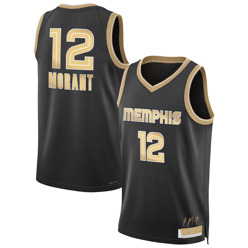 Tlead M.Grizzlies #12 Ja Morant Black Select Series Swingman Stitched Jerseys