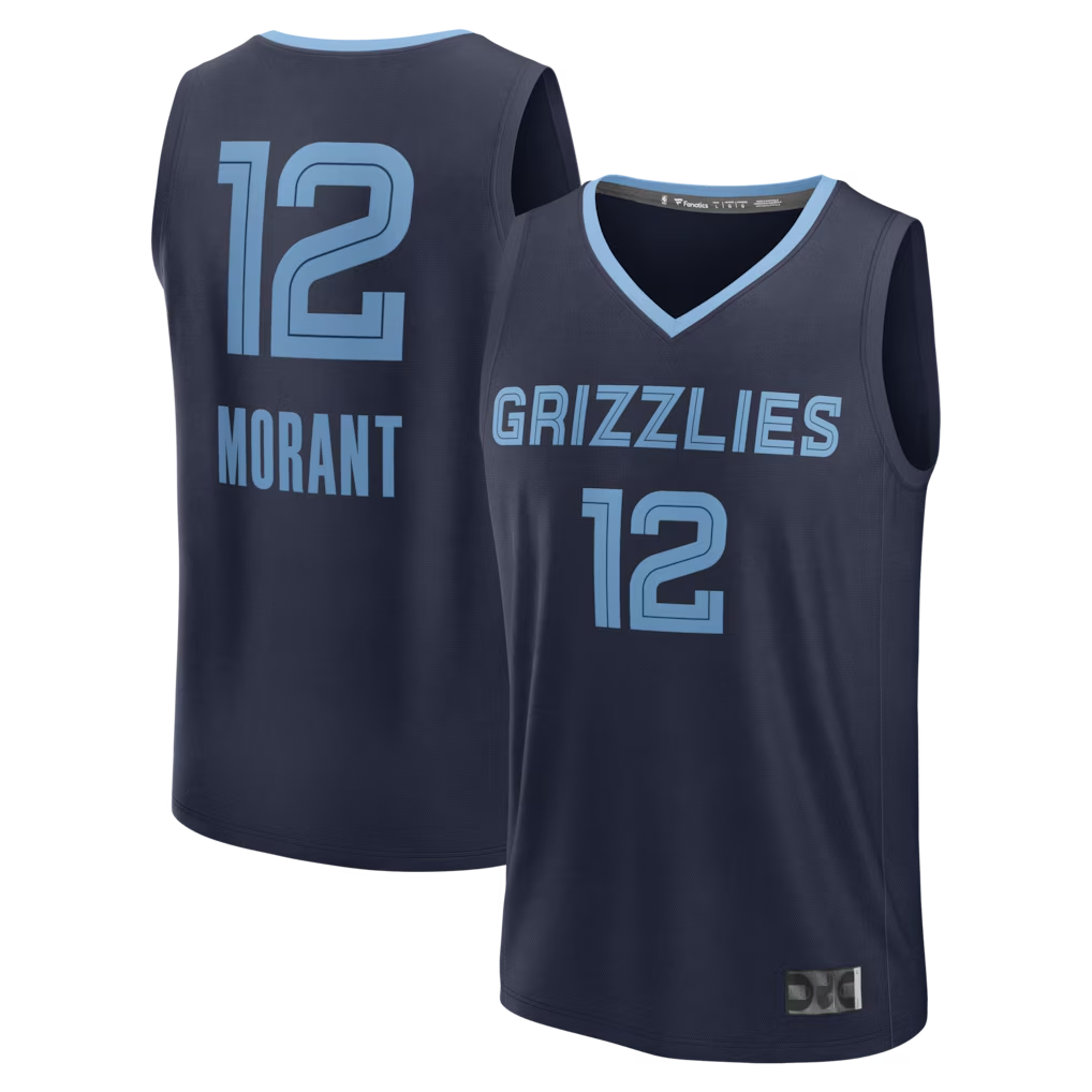 Tlead M.Grizzlies #12 Ja Morant Navy Fast Break Replica Player Stitched Jerseys- Icon Edition