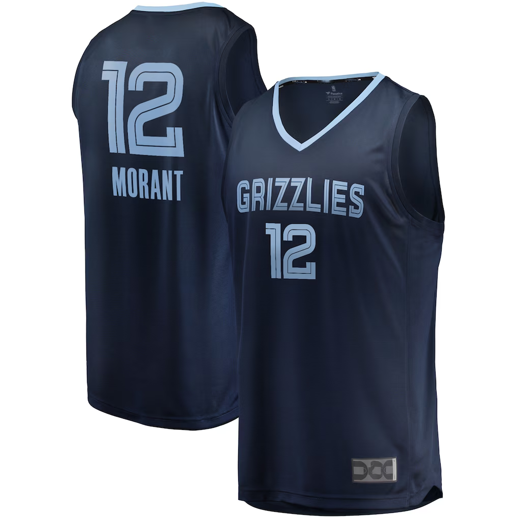 Tlead M.Grizzlies #12 Ja Morant Navy Fast Break Replica Stitched Jerseys- Icon Edition
