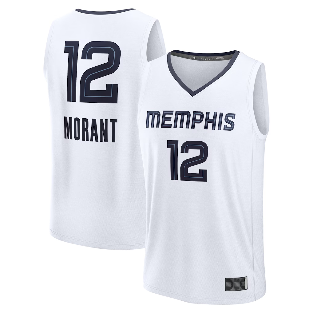 Tlead M.Grizzlies #12 Ja Morant White Fast Break Replica Player Stitched Jerseys- Association Edition