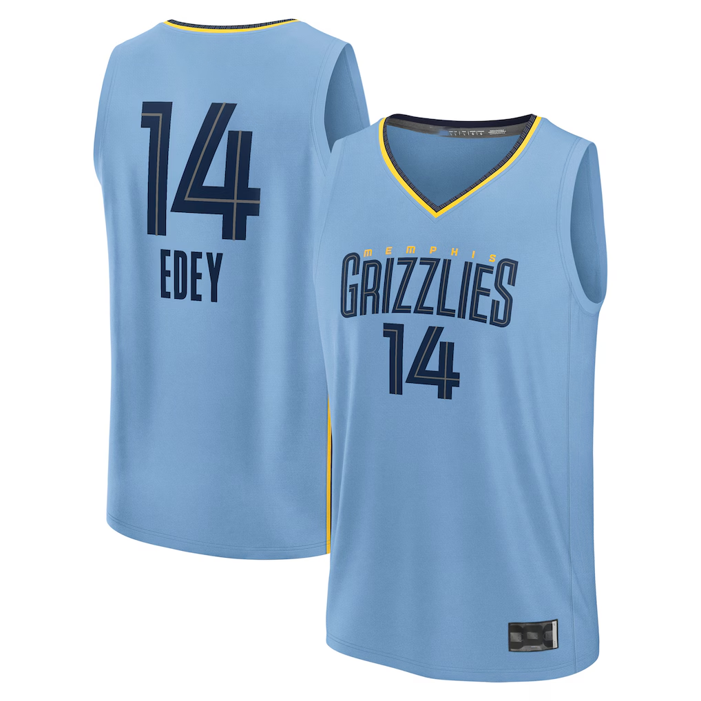 Tlead M.Grizzlies #14 Zach Edey Light Blue Fast Break Replica Player Stitched Jerseys- Statement Edition