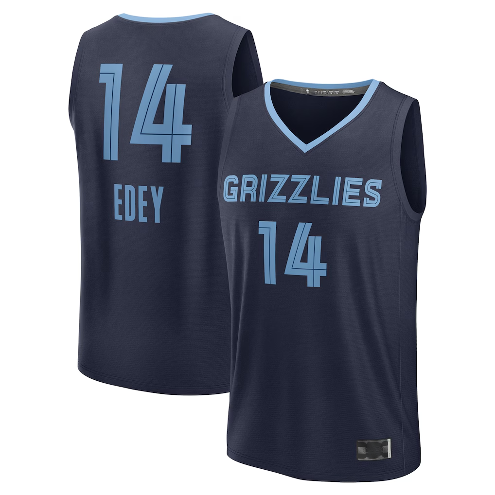 Tlead M.Grizzlies #14 Zach Edey Navy Draft Fast Break Player Stitched Jerseys- Icon Edition